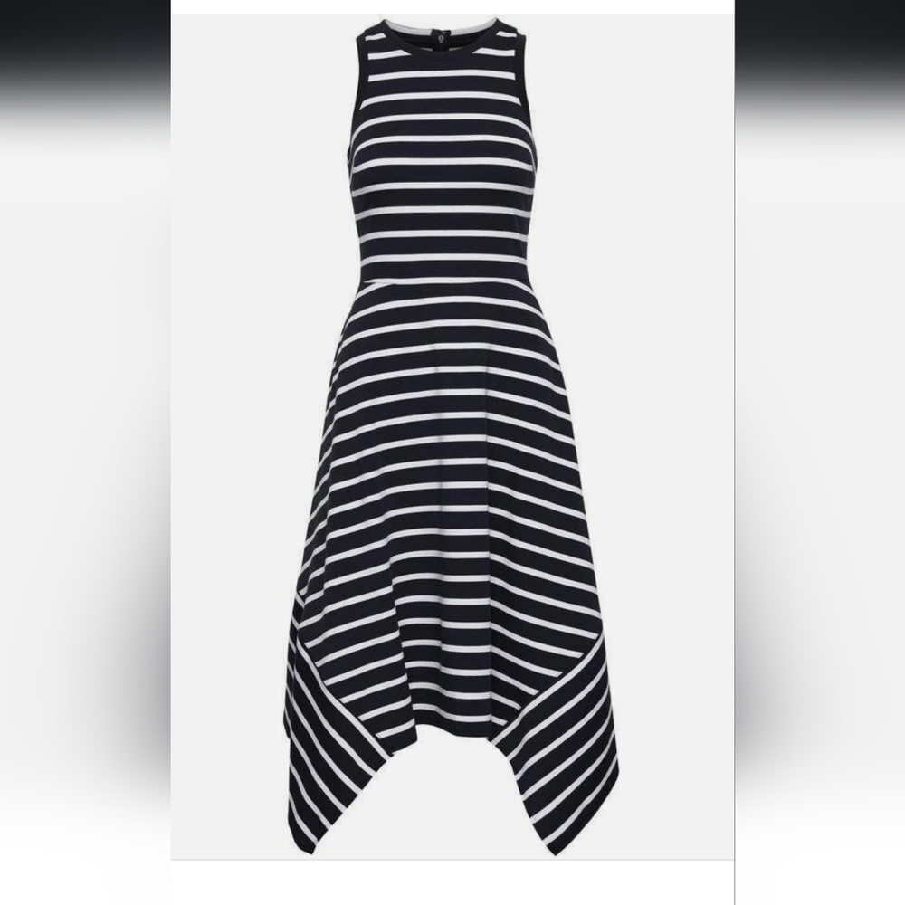 Banana Republic Navy & White Striped Handkerchief Midi Dress Size 6